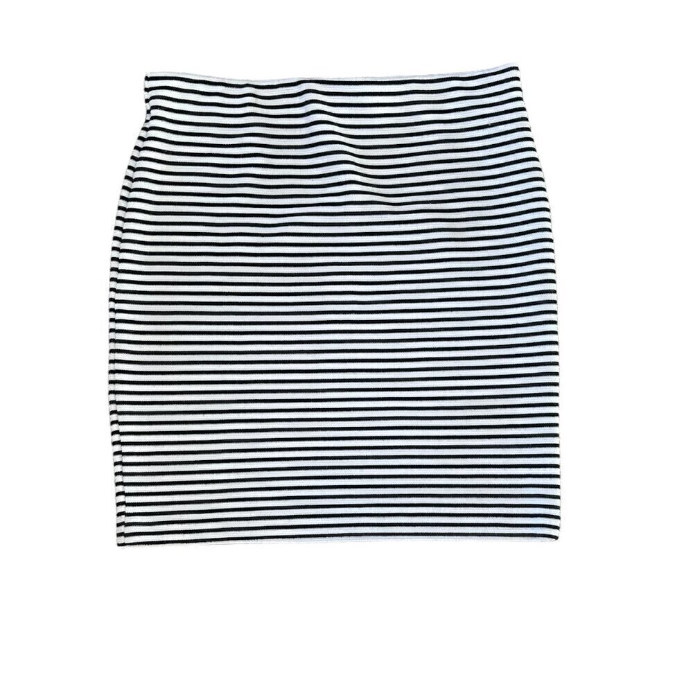 Alice Hope Black & White Stripe Mini Skirt Stretchy Elastic Women's Size Small
